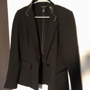 White House Black Market Blazer Faux Leather Trim
